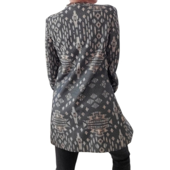 H&M Womens Tribal Pattern Print Long Blazer Size 2 - Picture 2 of 10